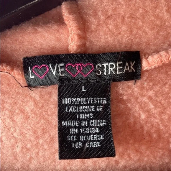 Women's Pink Hoodie - "Never Give Up" Size Large Cropped Love Streak Sweatshirt - Picture 2 of 6